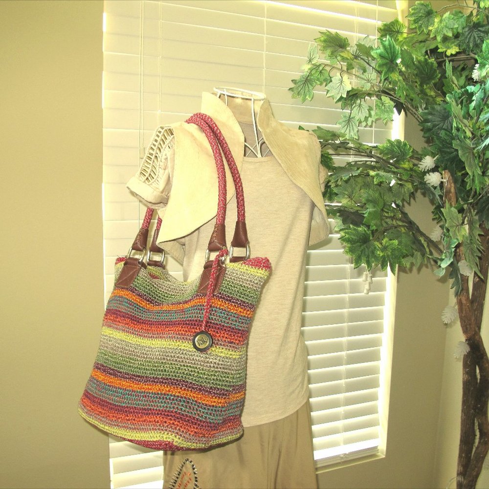 the Sak MultiColor Stripe Raffia Croche Boho Purse